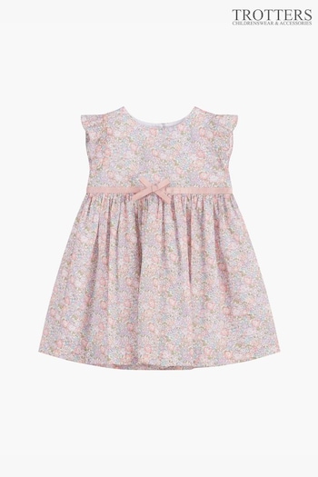 Trotters London Pink Little Liberty Michelle Frill Sleeve Dress (D49395) | £75