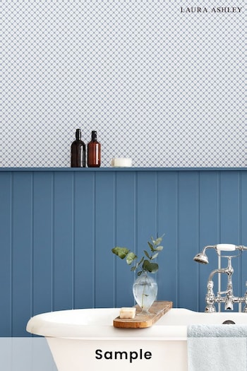 Laura Ashley Dark Seaspray Blue Wickerwork Wallpaper Sample Wallpaper (D49773) | £1
