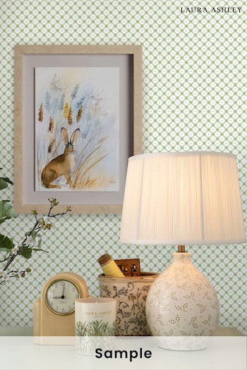 Laura Ashley Leaf Green Wickerwork Wallpaper Sample Wallpaper (D49775) | £1