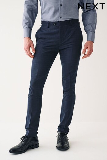 Bright Blue Super Skinny Check Suit Trousers (D49809) | £50