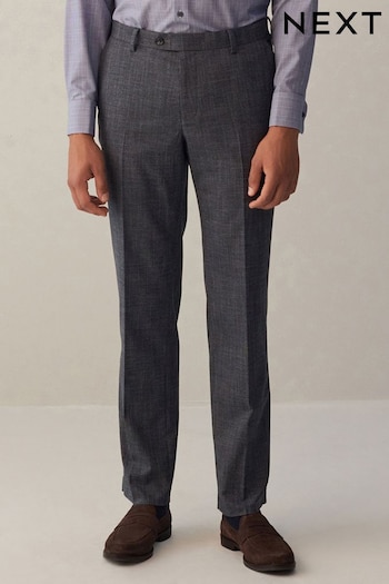 Blue Regular Fit Textured Suit Trousers (D49811) | £50