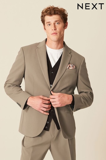 Taupe Skinny Motion Flex Stretch Suit Jacket (D49826) | £79