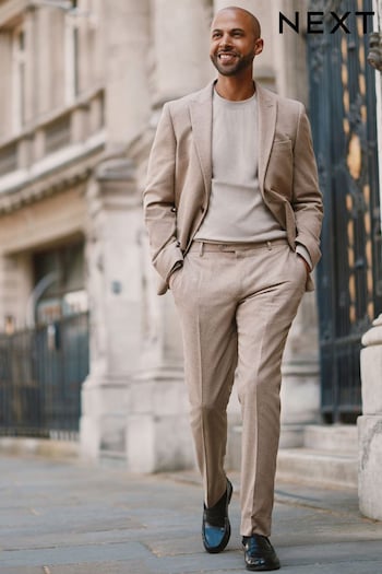 Stone Slim Wool Blend Donegal Suit: Trousers (D49835) | £59