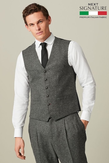 Grey Nova Fides Italian Fabric Herringbone Textured Wool Content Suit Waistcoat (D49848) | £59