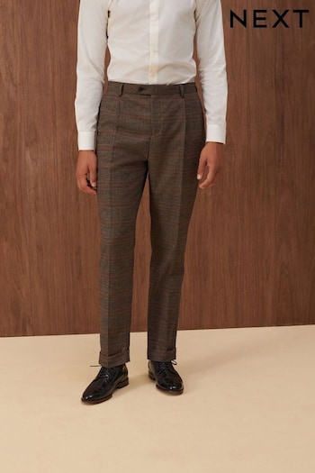 Brown Slim Check Suit Trousers (D49856) | £50