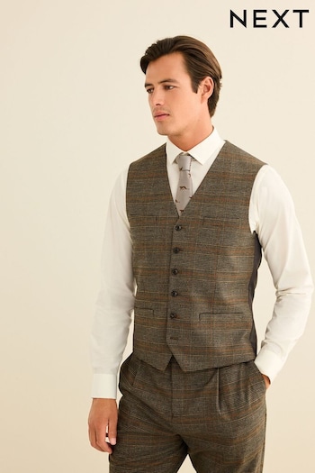 Brown Slim Check Suit Waistcoat (D49857) | £50