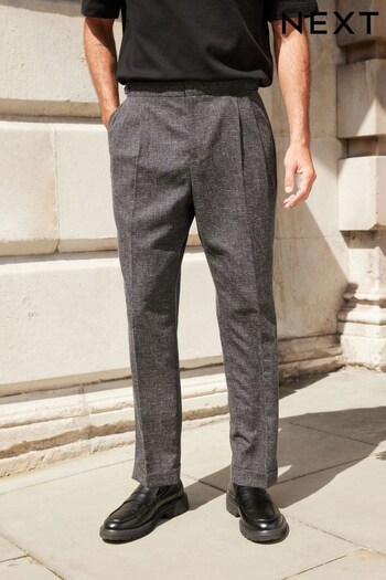 Charcoal Grey Relaxed Textured Suit Trousers (D49867) | £50