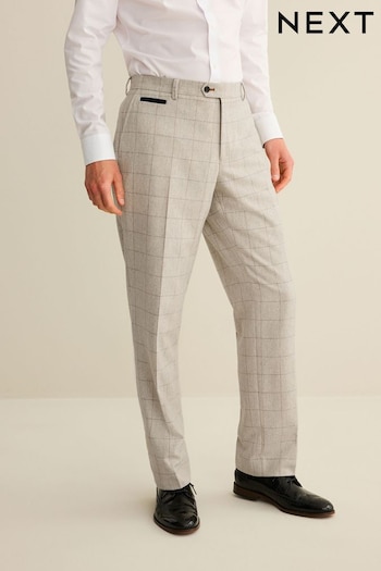Light Grey Regular Fit Trimmed Check Suit: Trousers (D49875) | £59