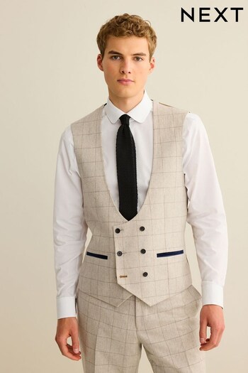 Light Grey Trimmed Check Waistcoat (D49876) | £59