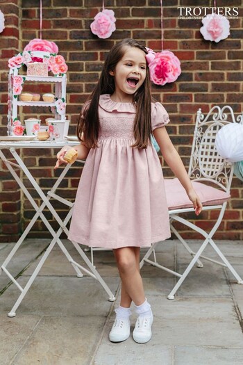 Trotters London Pink Harriet Smocked Dress (D49933) | £84 - £90