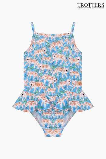 Trotters London Blue Tiger Peplum Swimsuit (D49949) | £21 - £23