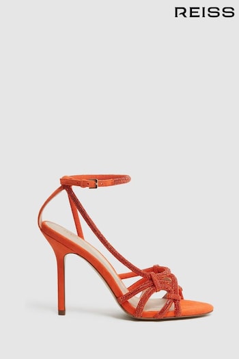 Reiss Bright Orange Eryn Embellished Heeled Sandals (D49966) | £85