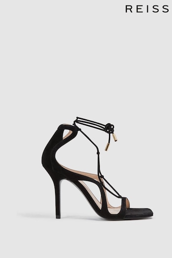 Reiss Black Kate Leather Strappy High Heel Sandals Flex (D49991) | £168