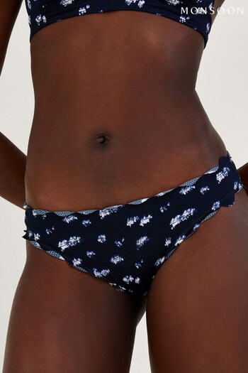 Monsoon Blue Batik Print Scallop Bikini Bottoms with Recycled Polyester (D50091) | £40
