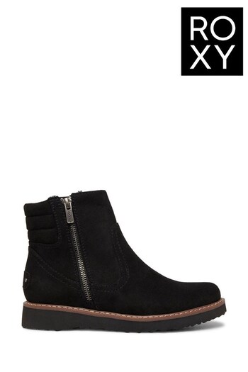 Roxy Jovie Faux Fur Black Leather Boots (D50092) | £24