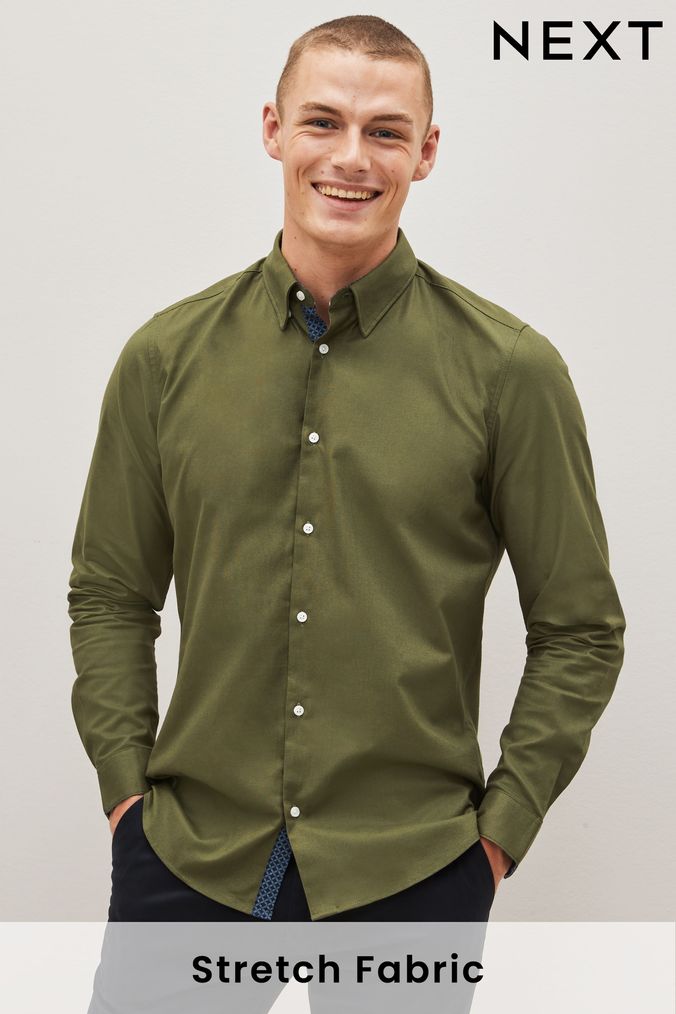 Olive green clearance mens dress shirt