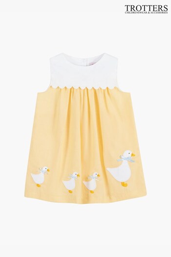 Trotters London Little Yellow Petal Duck Cotton Dress (D50147) | £27