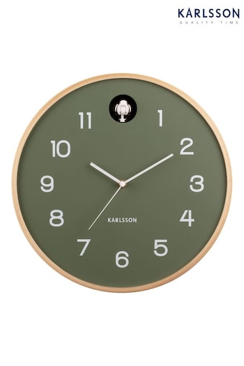Karlsson Green Cuckoo Birch Wall Clock (D50268) | £80