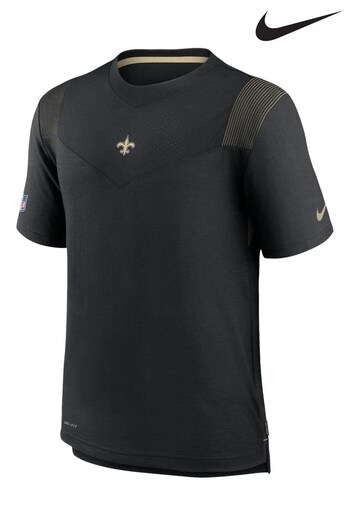 Nike Black NFL Fanatics New Orleans Saints Sideline Coaches T-Shirt (D50279) | £45