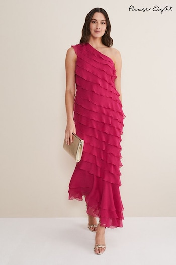 Phase Eight Pink Kelsey Layered One Shoulder Maxi Dress (D50293) | £299