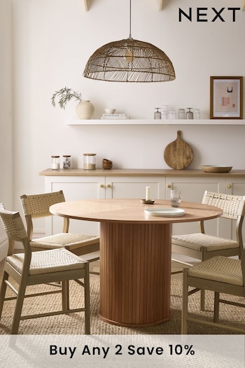 Light Natural Conway Round Round 4 Seater Oak Veneer Dining Table (D50353) | £499