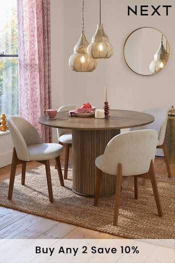 Dark Natural Conway Round Round 4 Seater Oak Veneer Dining Table (D50354) | £499