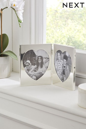 Silver Heart Two 6x4 Aperture Picture Frame (D50522) | £12