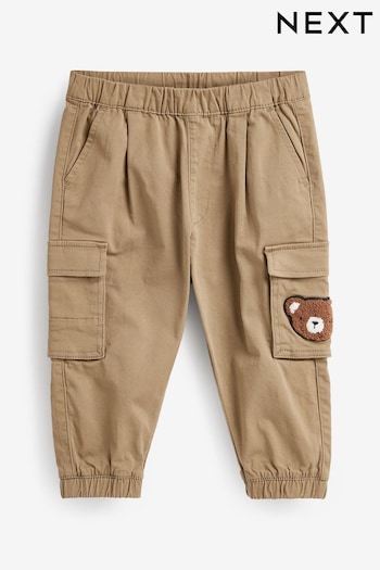 Tan Brown Bear Cargo Trousers front (3mths-7yrs) (D50582) | £15 - £17