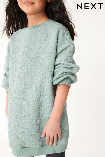 Mint Green/ Blue Floral Quilted Soft Jumper sleeves Dress (3-16yrs) (D50595) | £15 - £20