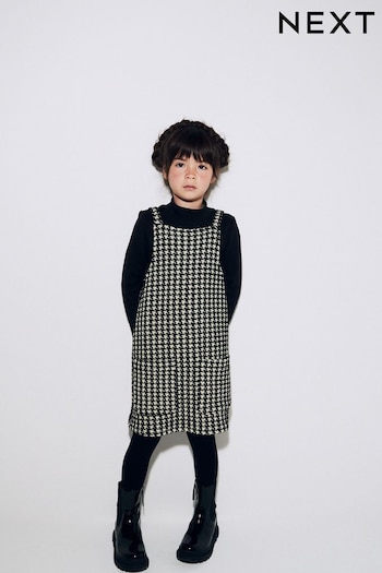 Black/White Jacquard Pinafore Dress And Top Set (3-16yrs) (D50601) | £20 - £26