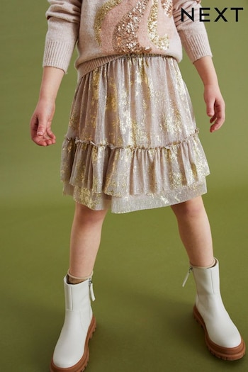 Pink/ Gold Foil Sparkle Skirt (3-16yrs) (D50700) | £12 - £17