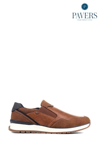 Pavers Brown Slip On Trainers (D50705) | £50