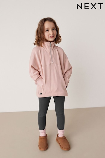 Pink Half Zip Sweatshirt With Ribbed Leggings (3-16yrs) (D50724) | £19 - £25