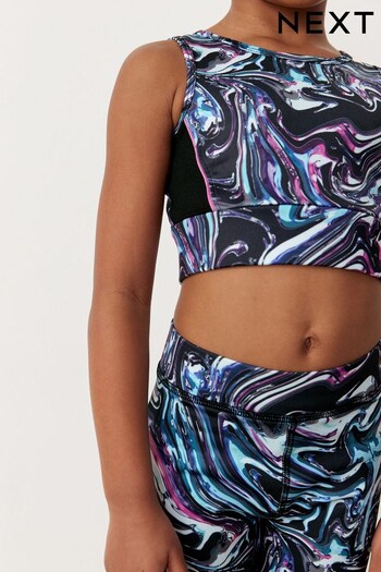 Pink/Blue/Black Marble Swirl Tommy Crop Top (5-16yrs) (D50788) | £8.50 - £13.50