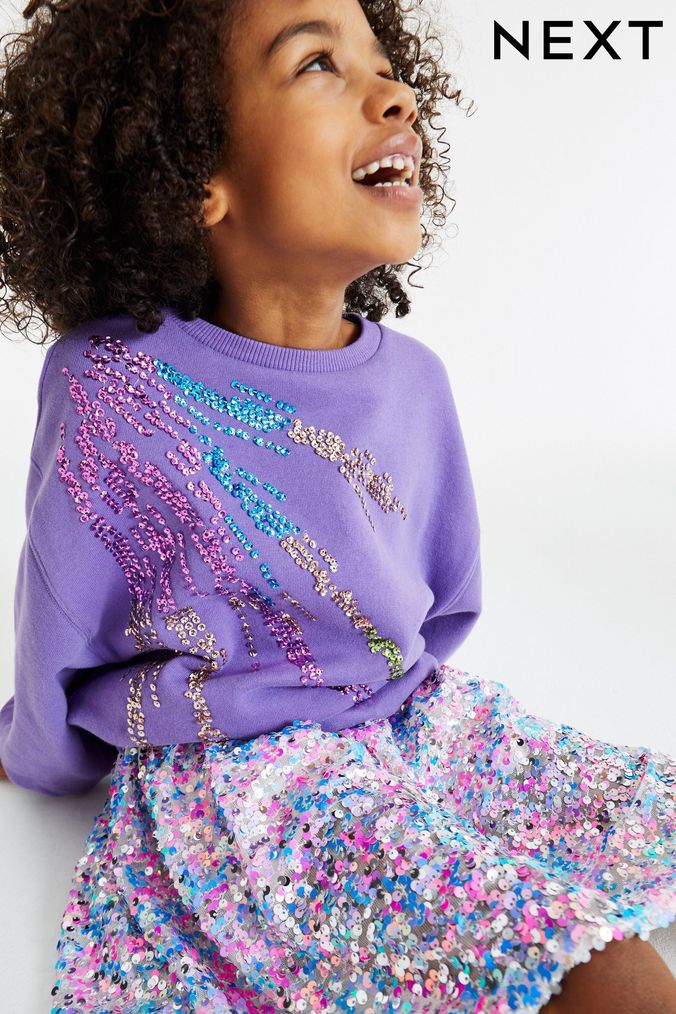 Buy Girls Purple Sequin Sweatshirtsandhoodies Online Next UK