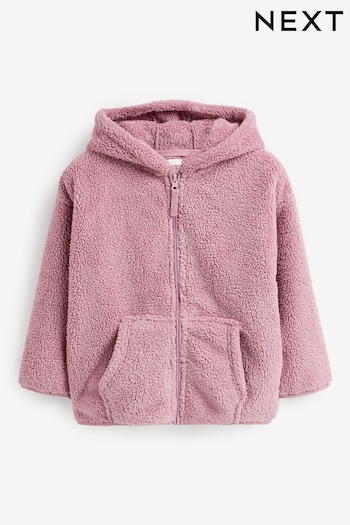 Pink Borg Fleece Jacket Zip Hoodie (3-16yrs) (D50860) | £18 - £23
