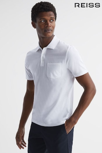 Reiss White Austin Short Sleeve Maison Polo T-Shirt (D50932) | £68