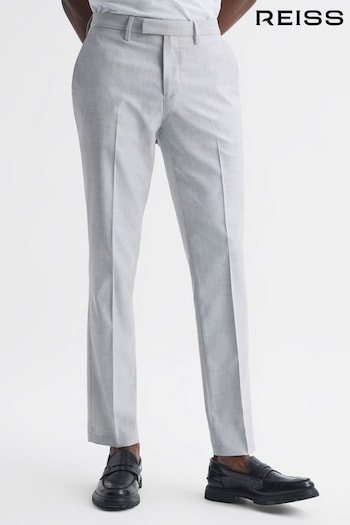 Reiss Light Grey Fold Slim Fit Trousers (D51020) | £60