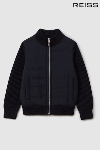 Reiss Navy Trainer Senior Hybrid Zip Through Quilted Jakcet (D51039) | £62