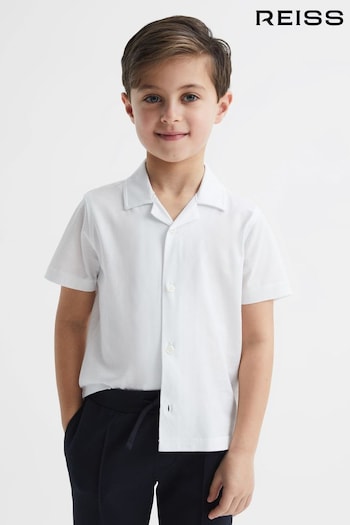 Reiss White Caspa Junior Cotton Jersey Buttoned Shirt (D51083) | £24