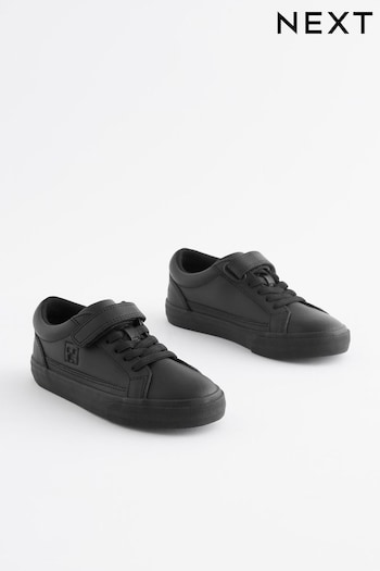 Black Minecraft Elastic Lace 1 Strap School Shoes (D51185) | £30 - £37