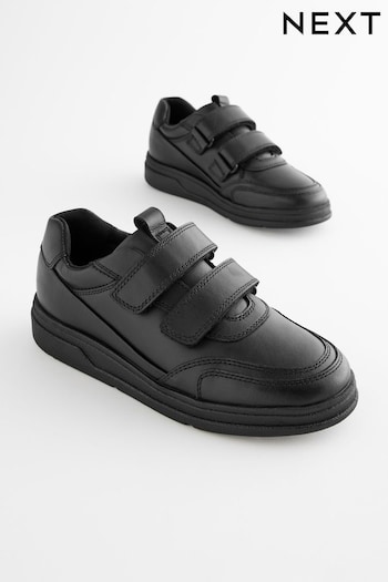 Black Leather Touch Fastening School Shoes (D51389) | £33 - £41