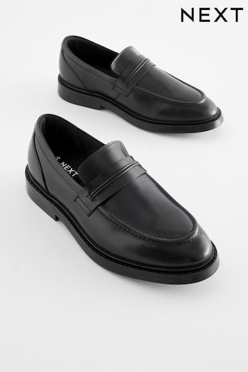 Black Leather Loafer School Shoes (D51393) | £35 - £45