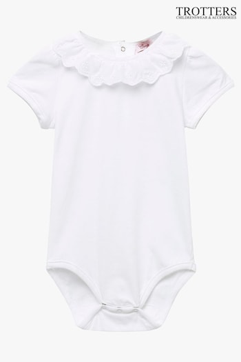 Trotters London Little White Katie Anglaise Body (D51419) | £28