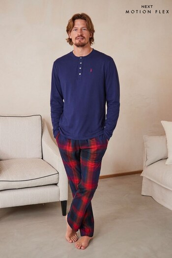 Blue/Orange Check Motionflex Cosy Pyjamas Set (D51514) | £30