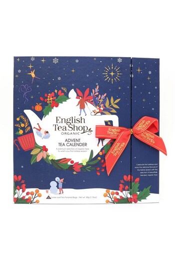 English Tea Shop Book Style Blue Christmas Night Advent Calendar - 25 Pyramid Tea Bags (D51613) | £15