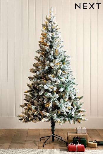 White Lit Snowy 7ft Lit Christmas Tree (D51642) | £165