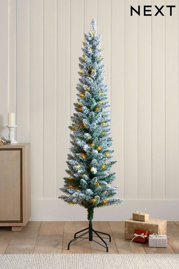 White Lit Snowy 6ft slim Christmas Tree (D51643) | £95