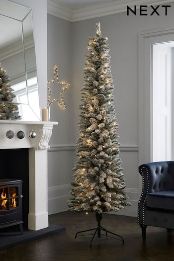 White Lit Snowy 7ft slim Christmas Tree (D51644) | £130