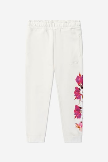 Girls Floral Joggers in White (D51725) | £25